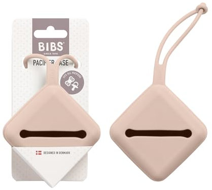 BIBS Schnulleretui mit Schlaufe, zum Aufbewahren und Transportieren von Nuckeln, bietet Platz für drei Beruhigungssauger, 100% BPA-freies Material. Hergestellt in Dänemark. Blush