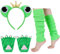 Apricitie 3 Stücke Frosch Kostüm Zubehör,Frosch König Haarreifen,Frosch Handschuhe,Neon 80er Bein Stulpen für Karneval Party