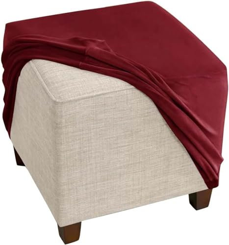 Fußhocker Bezug Ottomane Quadratisch Schonbezug Hockerbezug 60x60 /40x40 Stretch Samt Husse für Fußhocker Ottomanischer Hocker-Bezug Überzug Hocker Protector Waschbar ( Color : #8 , Size : 45x45cm/18x
