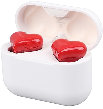 VBESTLIFE Kabellose Bluetooth-Ohrhörer, Rote Herzförmige Kopfhörer, HiFi-Kopfhörer mit Starkem Bass, Stereo-Kopfhörer mit Geräuschunterdrückung