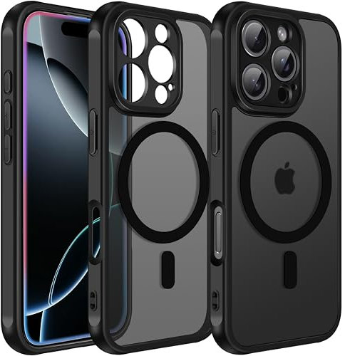 ivoler Magnetic Case for iPhone 16 Pro Max 6.9 inch Upgraded [Compatible with Magsafe] [Full Camera Protection] [Military Grade Protection] Magnetic Charger Case Bumper for iPhone 16 Pro Max, Black