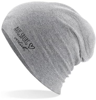 Huuraa Beanie Augsburg verliebt Damen und Herren Mütze Heather Grey mit Namen deiner Lieblingsstadt in Bayern Geschenk Idee für Freunde und Familie
