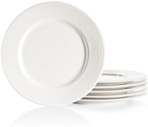 Nutriups 7.5 Ceramic Dessert Plates Set of 6, White Appetizer Plates, Microwave, Oven and Dishwasher Safe