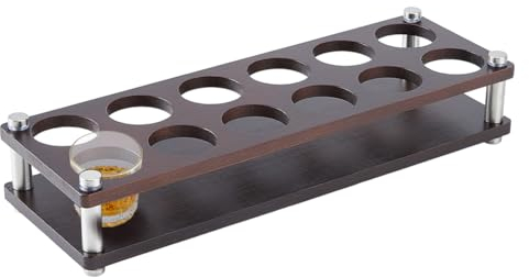 DICOSMETIC 12 Hole Shot Glass Holder Wood Shot Glass Serving Tray Tequila Glasses Cup Rack Whiskey Shot Glass Base Diaplay for Party Bar Club Family Gathering Collection