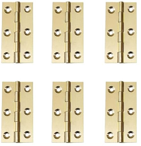 6Pcs Door Hinges,Heavy Duty Brass Folding Hinges for Gate,Window,Drawer 2.5inch Brass