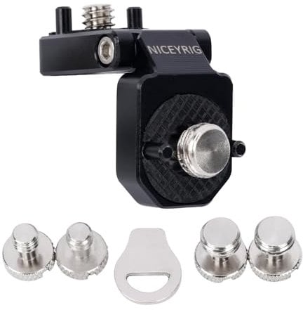NICEYRIG Mini L-shaped Right-Angle Plate, Mini L-Shaped Mount Plate Bracket up to 180° Adjustment for ARRI Thread Mount, Functional Video Rig Adapter for Wireless Mic Receiver