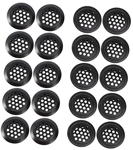 Hemobllo 20pcs Stainless Steel Vent Covers Furniture Air Vent Holes with Black Rust Resistant for Freezer and Shoe Cabinet