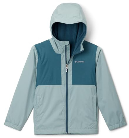 Columbia Jungen Rainy Trails 2 Fleece Lined Jacket Wasserdichte Regenjacke, Crushed Blue/Everblue Slub, 128 EU
