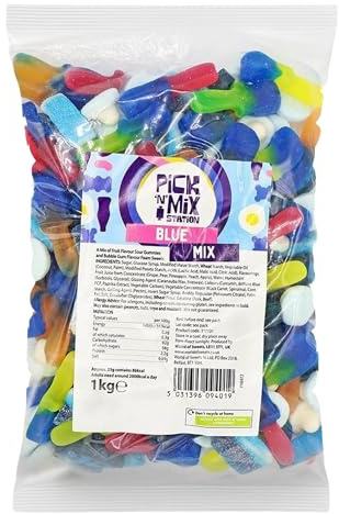 Bonds of London Pick 'n' Mix Station Blue Mix, 1 kg (Pack of 1) | Large Retro Chewy Sweets