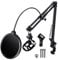 Microphone Stand for Blue Yeti, Quadcast Boom Arm Scissor Mic Stand with Windscreen and Double layered screen Pop Filter Heavy Duty Mic Boom Scissor Arm Stands, Broadcasting and Recording.Game