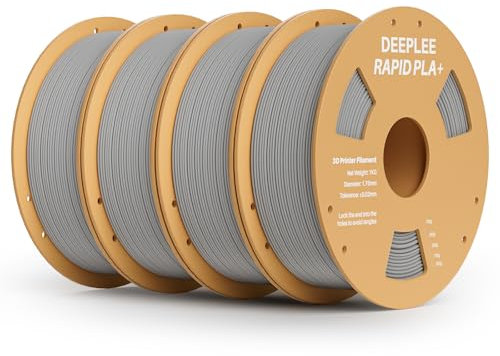DEEPLEE Rapid PLA Plus Filament 1.75mm, High Speed 3D Drucker Filament up to 600mm/s, PLA+ Filament Maßgenauigkeit +/- 0.02 mm für die meisten FDM 3D Drucker, Grau 4KG(1kg/Spool)