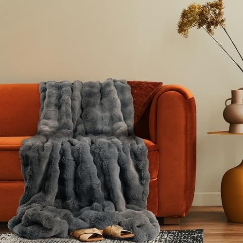 Paco Home Deko Wohnzimmer Decke Kuscheldecke Tagesdecke Waschbar Boho Aesthetic Sofadecke Schlafzimmer Modern Flauschig Waschbar, Farbe:Anthrazit, Größe:200x240cm
