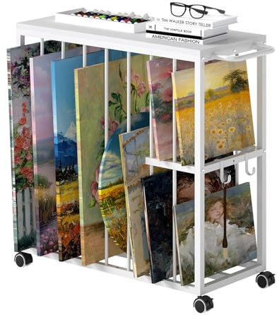 Nisorpa Art Canvas Storage Rack,Art Drying Rack with Wheels for Display & Galleries,Drying Painting Rack for Canvas Frame Drawing Board