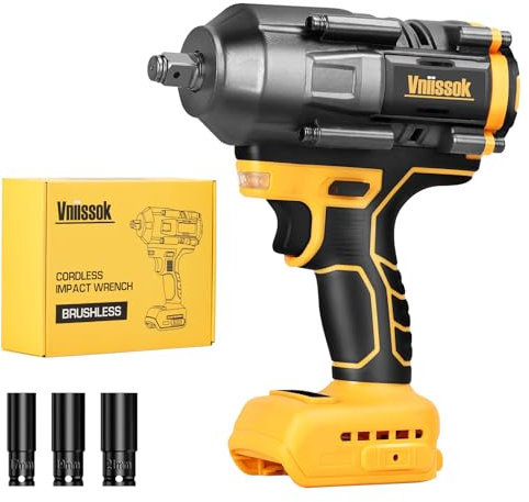 1/2 Cordless Impact Wrench, 900FT-LBS (1200N.m), High Torque Brushless Electric Impact Gun Includes LED Work Light Variable Speeds for Car/Truck RV/Lawn Mower