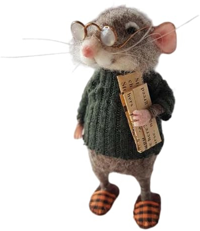 Zktfyshk Nadelfilz-Modell Weihnachten Cartoon Wolle gefilzt Mäuse Miniaturfigur Puppen für Heimdekoration oder Motto-Partys