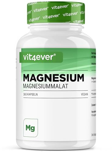vit4ever Magnesium Malat - 365 Kapseln - 4 Monatsvorrat | 2000 mg davon 300 mg elementares Magnesium je Tagesportion - Hochdosiertes Magnesiummalat - Vegan - Laborgeprüft
