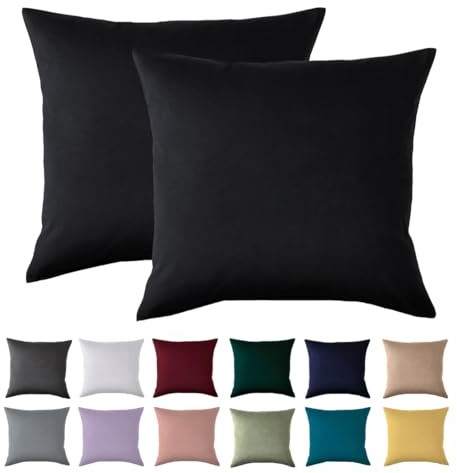 Beqnat Kissenbezug 40x40 2er Set, Schwarz, 100% Mikrofaser | Kopfkissenbezug 40 x 40 cm Für Kissen, kissenhüllen 40x40 mit Reißverschluss, Bügelfrei & Knitterfrei, Waschbar bis 60°