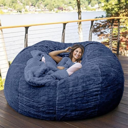 Puff Gigante XXL Peludo Cubierta Con Fundas Lavables a Máquina para Sofá Perezoso Terciopelo Puf de Salón Asiento Decorativo para Interior y Exterior Funda de Sofá Cama Perezoso de Piel Sintética