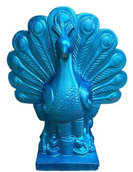 PP Pink Peachy Steinfigur Pfau aus Beton 50 cm | Gartenfigur Vogel blau metallic | Deko-Skulptur Steinguss ca. 20 kg | Sonnen- & frostfest | Gartendeko für Innen & Außen