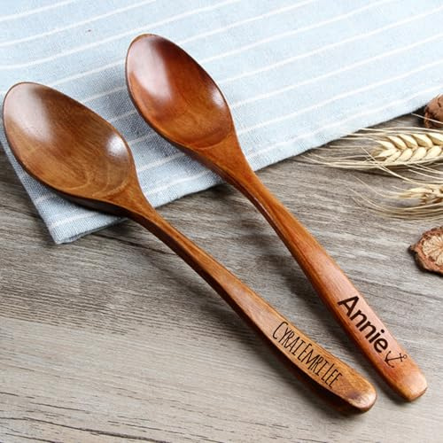 HERSTL Cucchiaio Di Legno Inciso Personalizzato, Premio, Qualsiasi Testo O Logo Può Essere Inciso Sul Manico, Utensili Personalizzati For Cucinare, Chef, Regali For Mamma E Nonna(L)