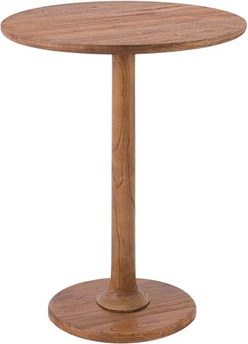 CLP Beistelltisch rund Farragut, massiver Holztisch aus Mindi-Holz, handgefertigter Couchtisch für Wohnzimmer und Esszimmer | Farbe braun