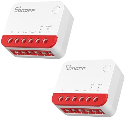 SONOFF Interruptor Zigbee para Persiana enrollable MINI-ZBRBS, Tamaño Mini, Control Porcentual, Repetidor Zigbee, Compatible con Alexa/Google Assistant/Home Assistant, Neutro Requerido, 2er-Pack