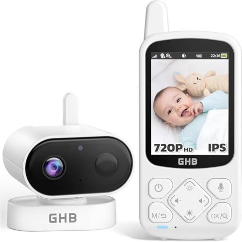 GHB Babyphone mit Kamera 720P HD 2000mAh Akku Baby Monitor 2,8 Zoll mit 8 Schlaflieder VOX Zoom Nachtsicht