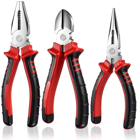 3Pcs Pliers Set, Pliers Tools Plier Set, 6 Long Nose, 6 Diagonal Cutting, 7 Combination, Universal Combination-Plier, Combinatio-n Wire Cutters Electrical Plie-r for DIY Repair