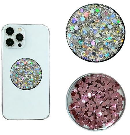 2Pcs Circular Shaped Expanding Moblile Cell Phone Holder Foldable Stand and Finger Holder One-handed operation Compatible with Smartphones, Mobiles & Cases Silver and Pink