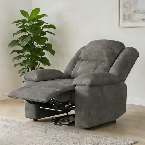 Poltrona reclinabile elettrica, Poltrona TV Regolabile elettricamente, poltrona relax con funzione reclinabile fino a 160°, sedia massaggiante con massaggio e funzione termica, 1 tasche, Grigio