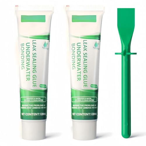 2-Pack Aquarium Glue,Clear Silicone Sealant Waterproof Glue for Aquarium Plants Live,Underwater Aquarium Repair Adhesive & Fish Tank Leak Sealant,Strong Water-Resistant Adhesive(2 * 60ml with Scraper)