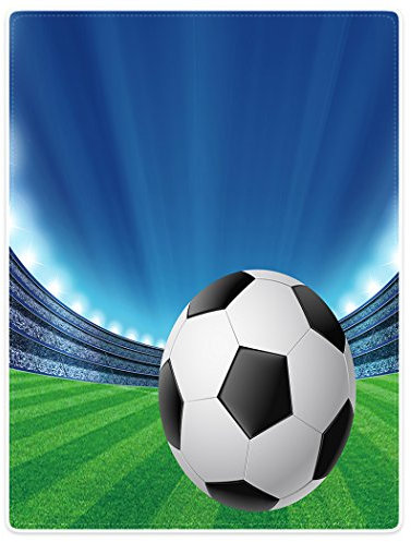 Violetpos Dick Decke Weich Wärme Gemütlich Flanell-Fleece Sofadecke Deckeldecke Fußballstadion Fußball Wiese Blauer Himmel 150 x 200 cm