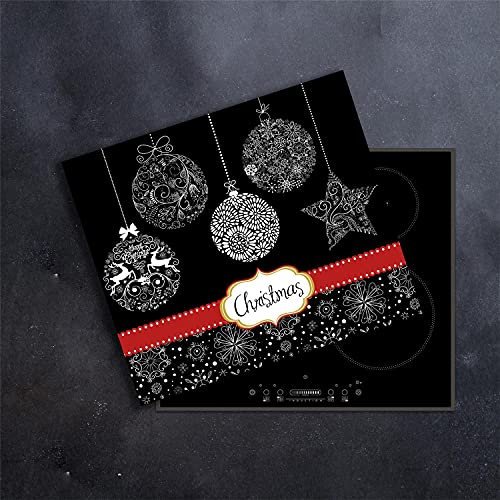 DAMU | Herdabdeckplatte Einteilig 60x52 Herdabdeckung Ceranfeld Glasschneideplatte Ceranfeldabdeckung Herdplattenabdeckung Kochfeld Abdeckung Schneidebrett Glasplatte Weihnachten KĂĽche
