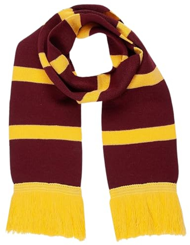 REDSTAR FANCY DRESS Red and Yellow Wizard Scarf for Wizard Costume Kids or Adult Witch Halloween Outfits - Maroon and Gold Striped Scarf Witch Accessories Kids World Book Day Costume Accessories