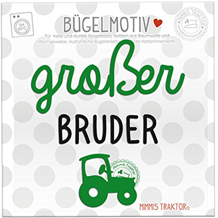 Bügelbild großer Bruder mit Traktor Flockfolie Aufbügler Applikationen Bügelsticker für Stoffe Textilien Kinder zum Aufbügeln Flicken
