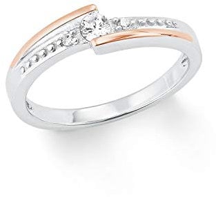 Amor Ring 925 Sterling Silber Damen Ringe, mit Zirkonia synth., Bicolor, Kommt in Schmuck Geschenk Box, 2024078