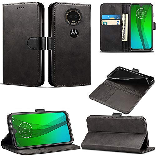 Mobile Stuff Motorola Moto G7 Power Case, Leather Wallet with Flip Cover, Credit Card Pockets and Stand Compatible For Moto G7 Powe (6.2) (Black)