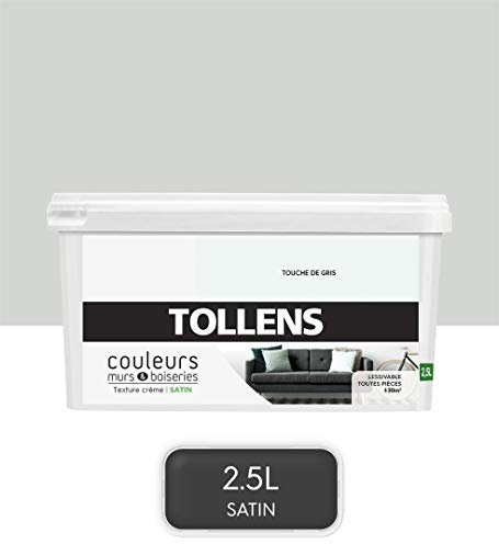 Tollens - Peinture Couleurs - Murs et Boiseries - Toutes pièces - Ultra résistante - Satin - Touche de Gris - 2,5L = 30m2