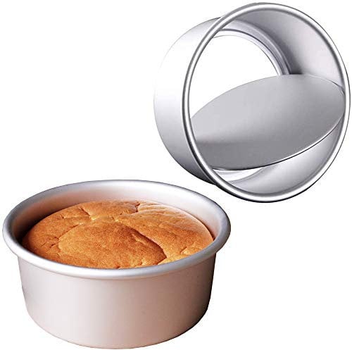 Round Cake Tin, 2 Pieces 8 Inch Nonstick and Leakproof Cake Pan, Aluminum Round Cake Pan, Loose Base Cake Tin for Wedding, Birthday, Party, Christmas, Cake Baking, Cake DIY (Silver)