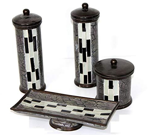 Juego DE TOCADOR - Accesorios auxiliares de Ceramica para el tocador Decorativo Vintage - 4 Piezas- Regalo