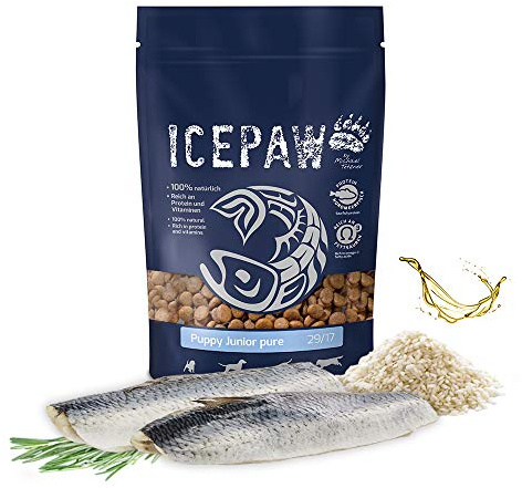 ICEPAW I Puppy Junior Pure I 400 g I Trockenfutter für Welpen und heranwachsende Hunde I Mit Hering und Reis