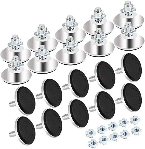 HUYIWEI 20 Stück Möbelfüße, verstellbare Füße, Metallfüße M8 x 20 mm, Stellschrauben für Möbel, Nivellierfüße mit Muttern, für Schrank, Tisch, Sofa (schwarz)