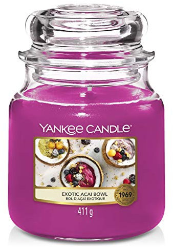 Yankee Candle natürliche Süße exotischer Früchte, Brenndauer 65-75 Stunden, Mittelgroß, 1630355E Exotic Acai Schale Classic Medium Jar