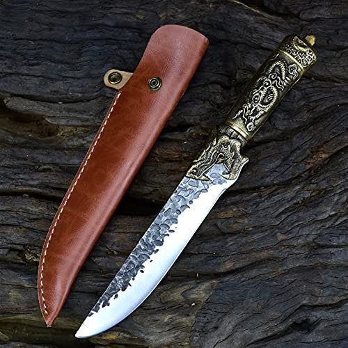 7 Cuchillo de vikingo hecho a mano 7CR17comov High Carbon Acero Caza al aire libre SHARP CLEAVER CUCHILLOS CUCHILLOS DE CUCHILLA DE COBRE DRAGON DE DORGÓN cuchillos