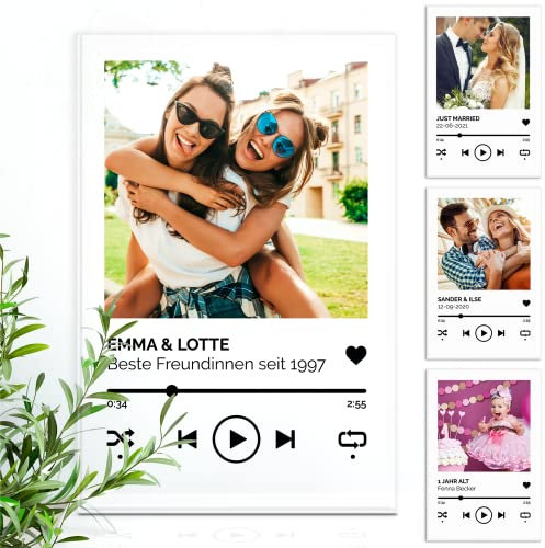 Song Cover Glas Bild - Spotify Glas Personalisiert - Musik Bild mit Foto auf Acrylglas 30x40 cm - Personalisierte geschenke für Freund/Freundin - Fotogeschenke