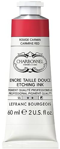 Charbonnel Kupferdruckfarben, hochpigmentierte Tiefdruckfarbe, ausgezeichnete Lichtechtheit, Vegan, lebendige Farben, alterungsbeständig, 60ml Tube - Karminrot
