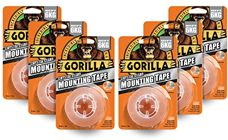 Gorilla 3044100 Double Sided Mounting Tape Clear 1.5m (6 Pack)