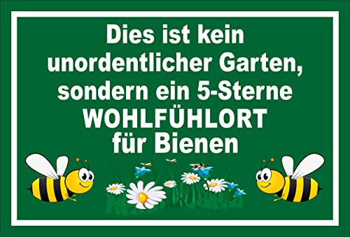 Melis-Folienwerkstatt Schild Bienen-Wiese Bienen-weide Wohlfühl-Ort 15x10cm - Bohrlöcher - 3mm Aluverbund – 20 VAR S00359-237-E