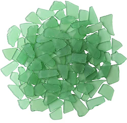 Seeglas zum Basteln – dekorative mattierte Seeglasstücke – 473 ml – Vasenfüller, DIY-Kunsthandwerksbedarf – Strandhochzeit, Heimdekoration, Aquarium-Dekor (grün)