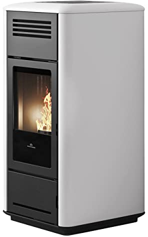 EdilKamin 812970_1 Milla H 12 Up wasserführender Pelletofen Keramik Weiß/A++